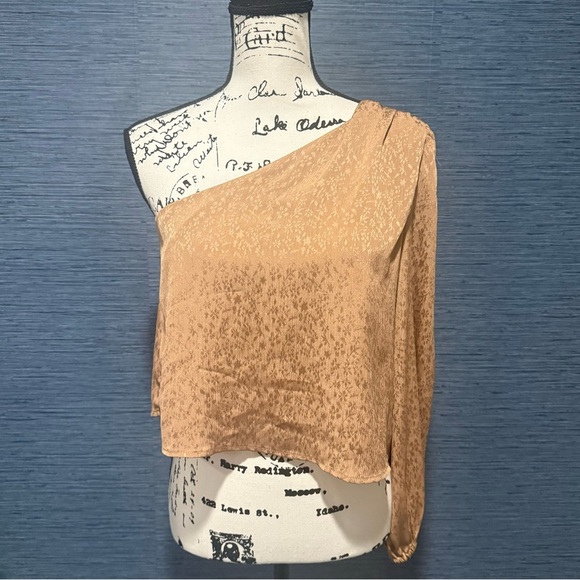 Francescas Mi Ami Carol One Shoulder Sequin Blouse Size Small Gold - Picture 1 of 5